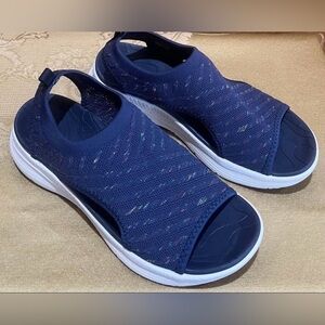 Navy Knit Slip-On Sandals